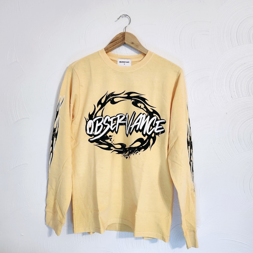 Observance Labs Yellow Small Ring Flame Longsleeve Retail $60 Streetwear